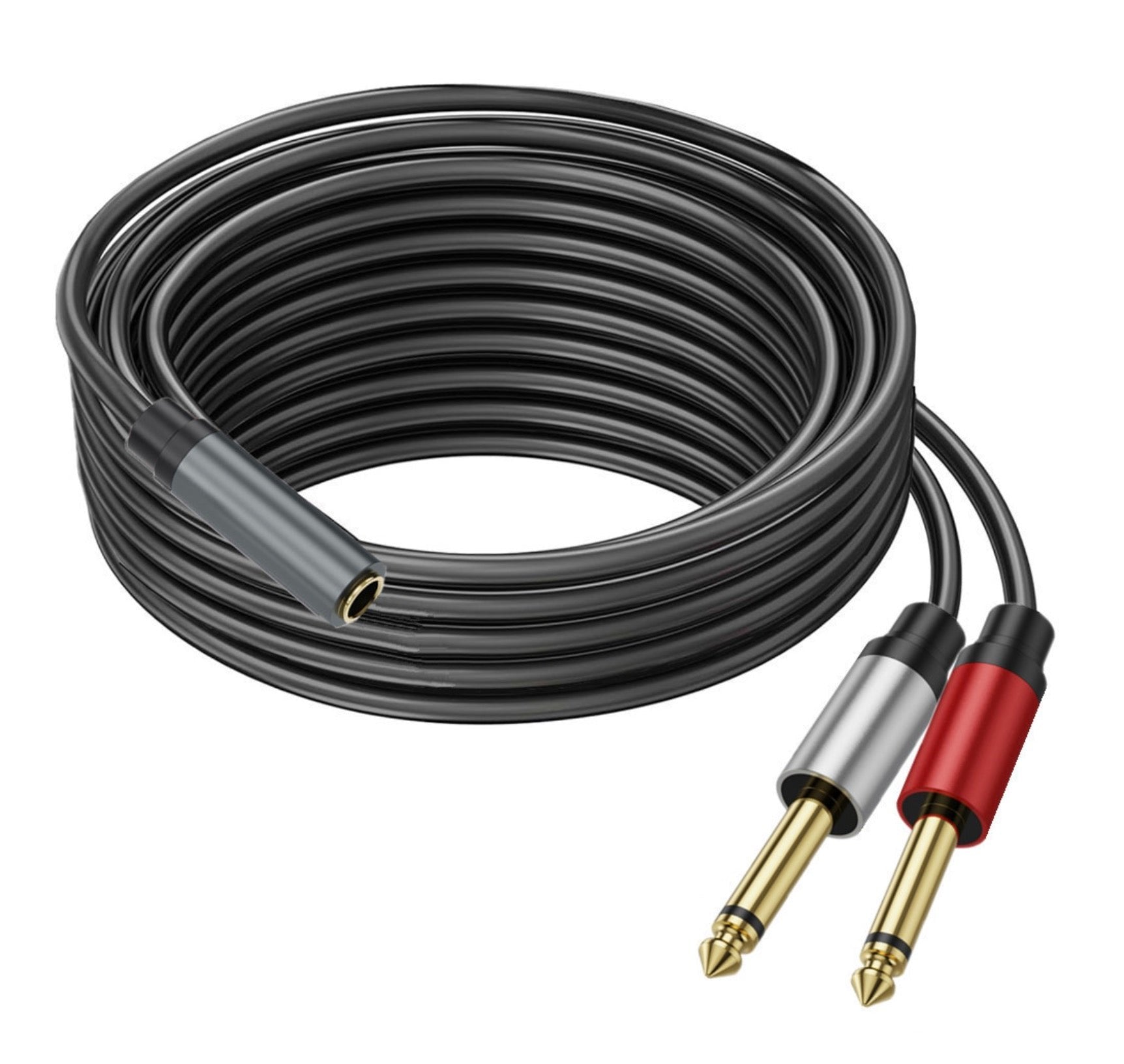 3.5mm TRS to Dual 6.35mm TS Stereo Y Splitter Cable, 1/8 Mini Jack Female to Dual 1/4 inch Male Mono Converter