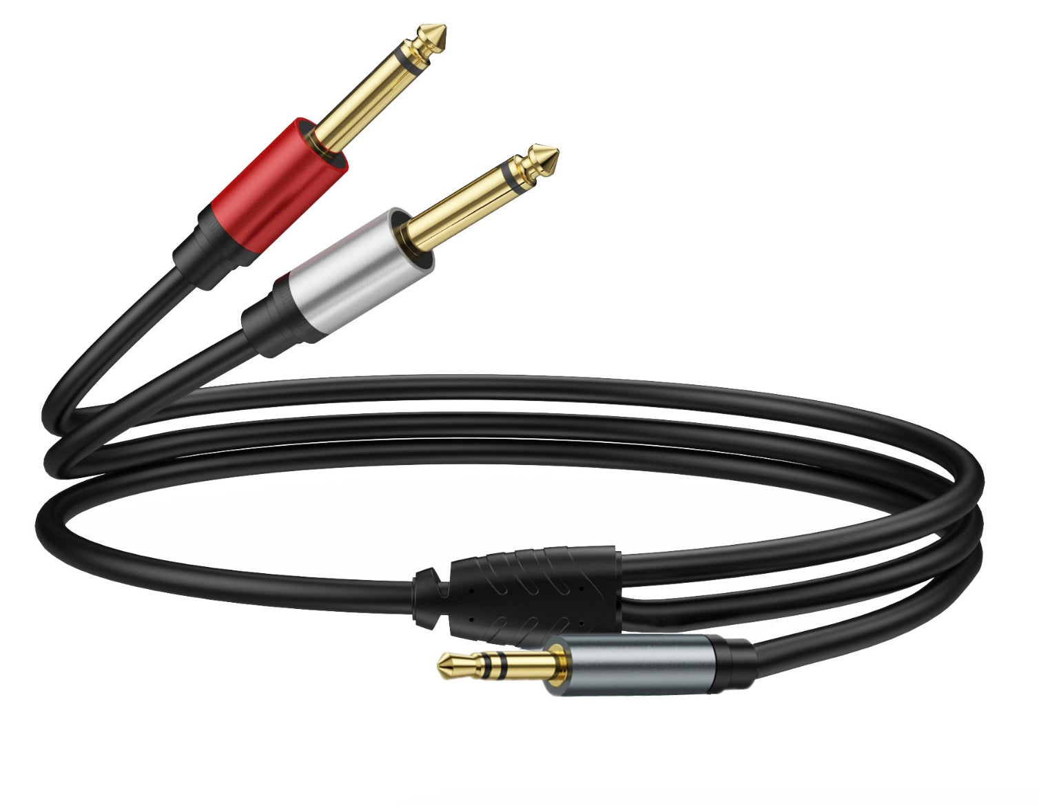 3.5mm to 6.35mm Cable, 3.5mm 1/8" TRS to Dual 6.35mm 1/4" TS Mono Y Splitter for Mixer, Amplifier