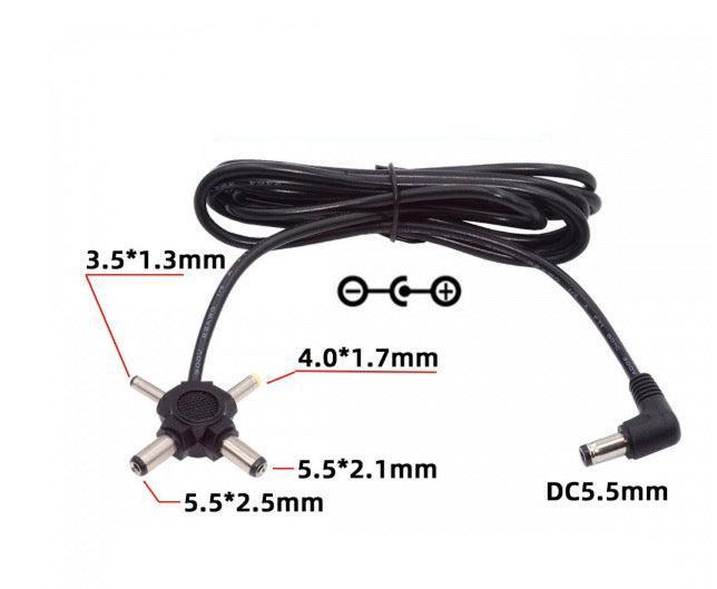 DC 5.5mm Plug to 5.5x2.5mm, 5.5x2.1mm, 4.0x1.7mm, 3.5x1.3mm DC Power Plug Barrel Connector Charging Cable 5V