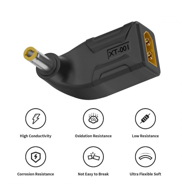 XT60 Male SC100 Protocol to DC 5.5x2.5mm Male Fast Charging Angled Vertical Adapter