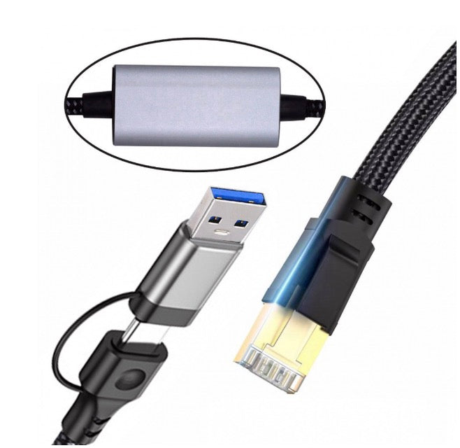 Ethernet Cable, USB C | USB 3.0 to RJ45 Male 1000Mbps Gigabit Lan Network Connector