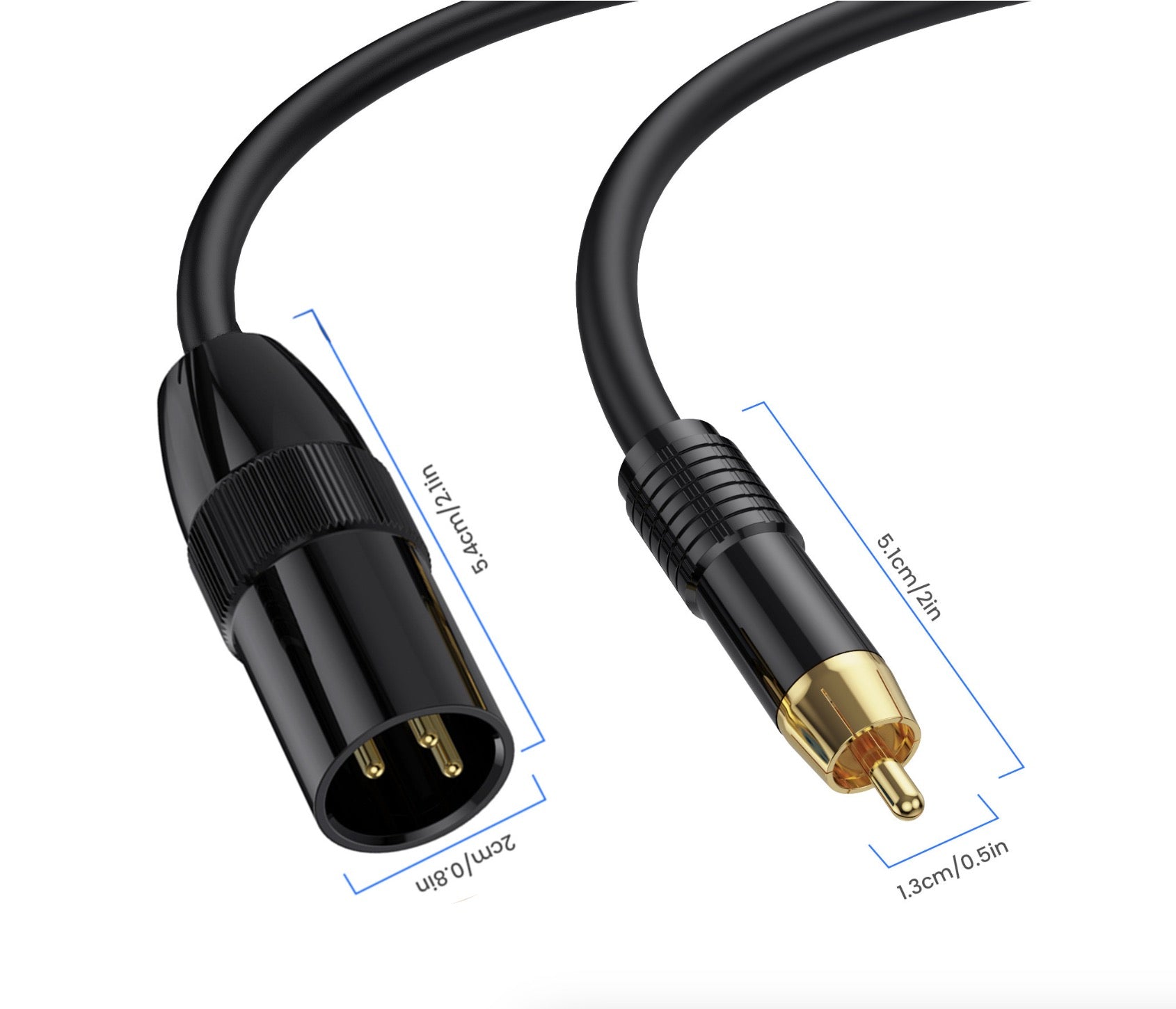 XLR to RCA Microphone Cable, XLR 3Pin Male to RCA Phono Male Stereo Audio Connector