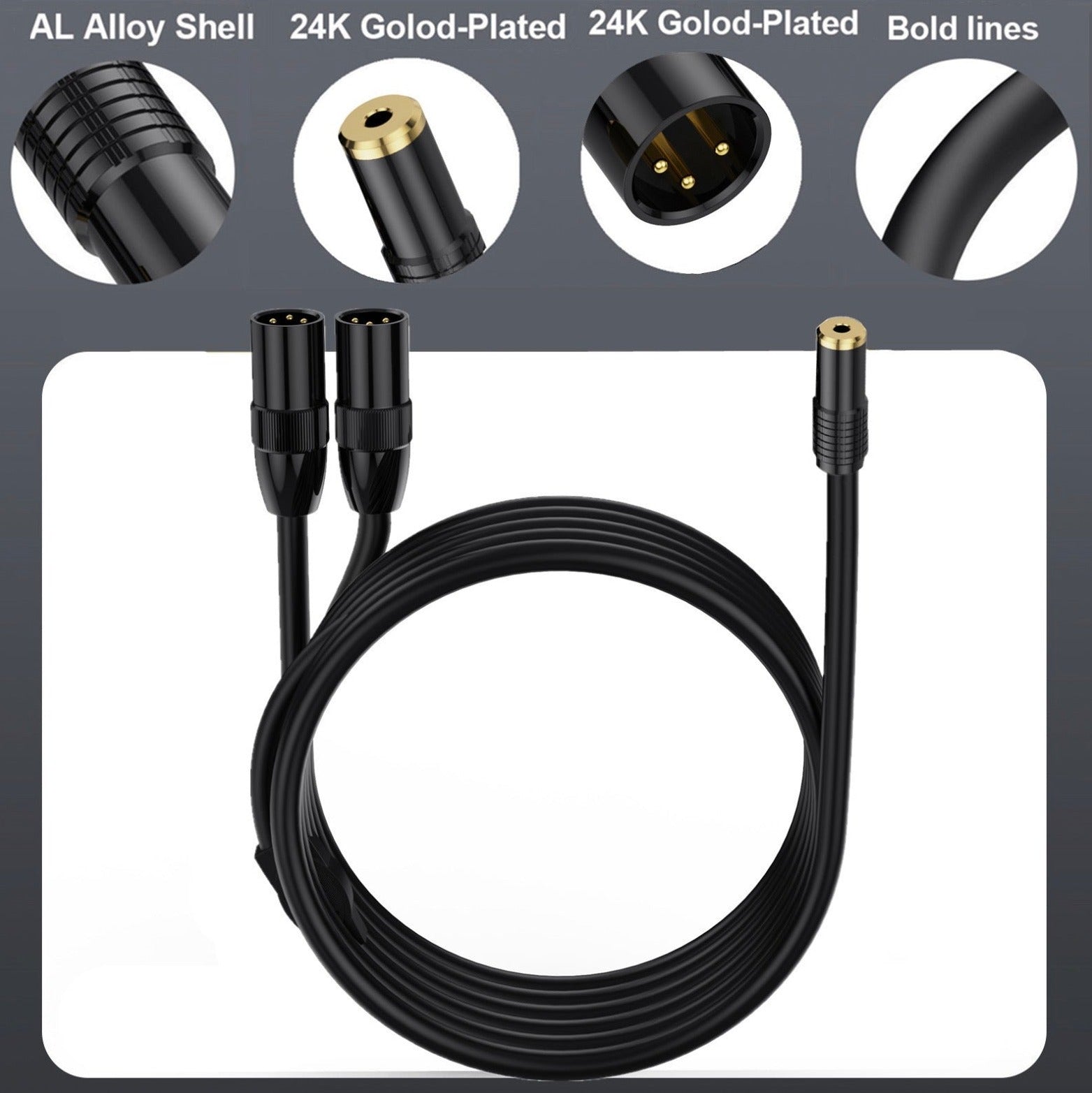 3.5mm to XLR Y Splitter, 3.5mm Female to Dual XLR Male Stereo Audio Extension Cable Converter