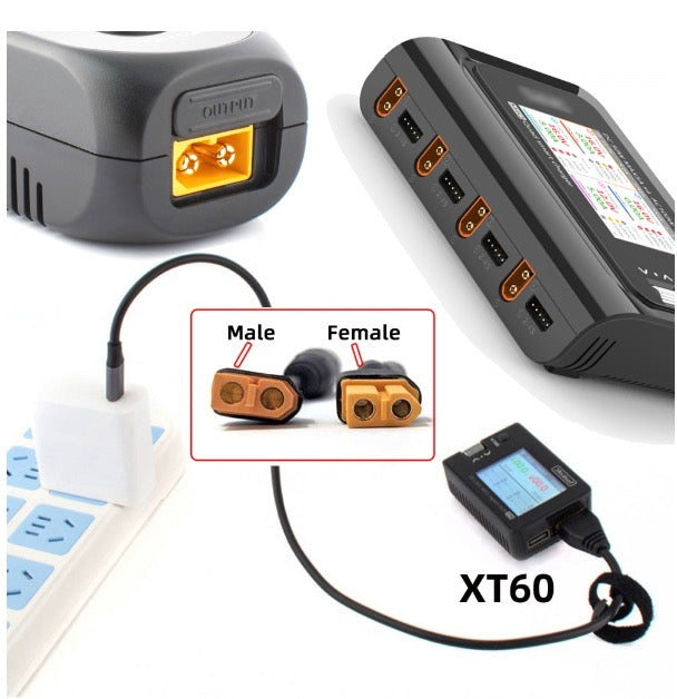 XT60 Female SC100 Protocol to DC 5.5x2.5mm Female Fast Charging Adapter