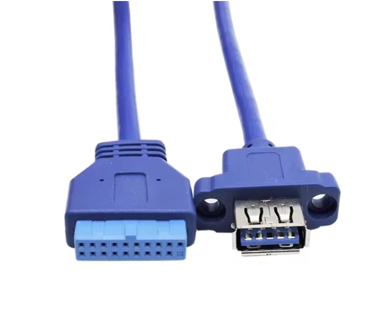 USB 3.0 20-Pin Header Female to USB 3.0 Type-A Female Panel Mount Cable