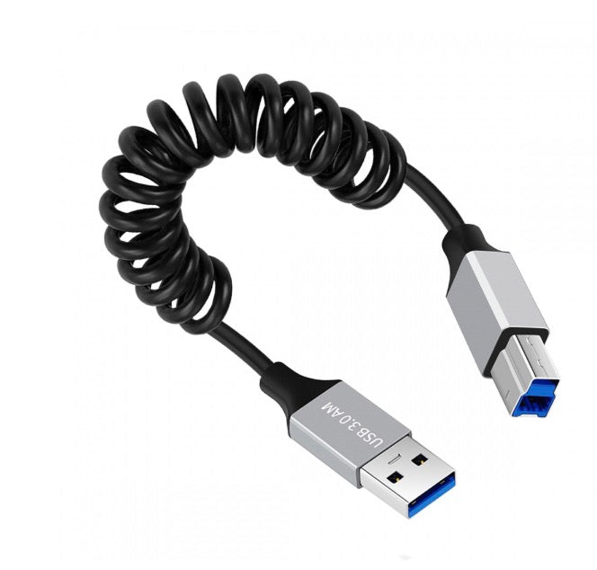 USB 3.0 Type A Male to USB 3.0 Type B Male Printer Coiled Cable