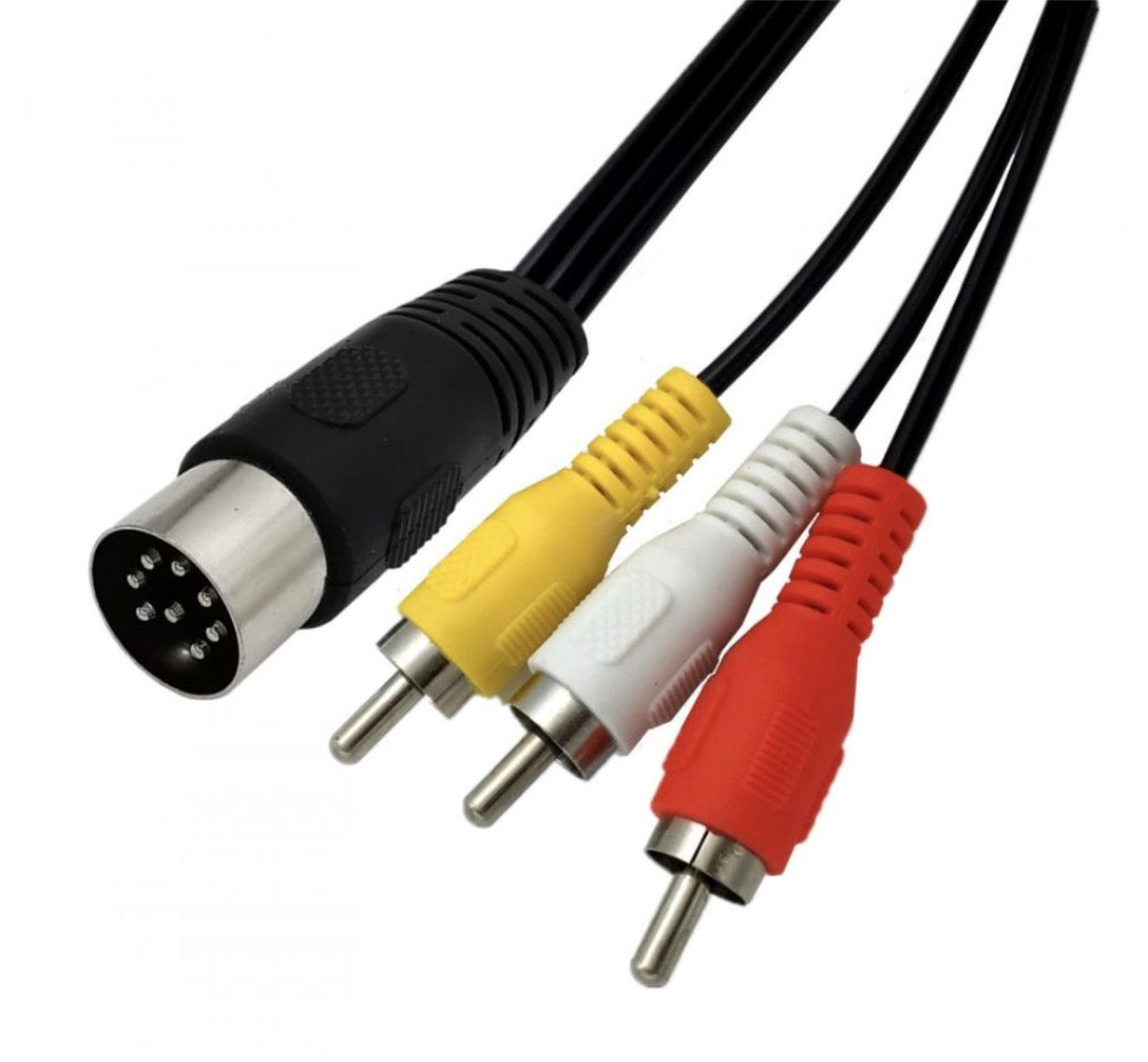 8-Pin Din Male Plug to 3 RCA Male Audio Cable for Musical Instrument