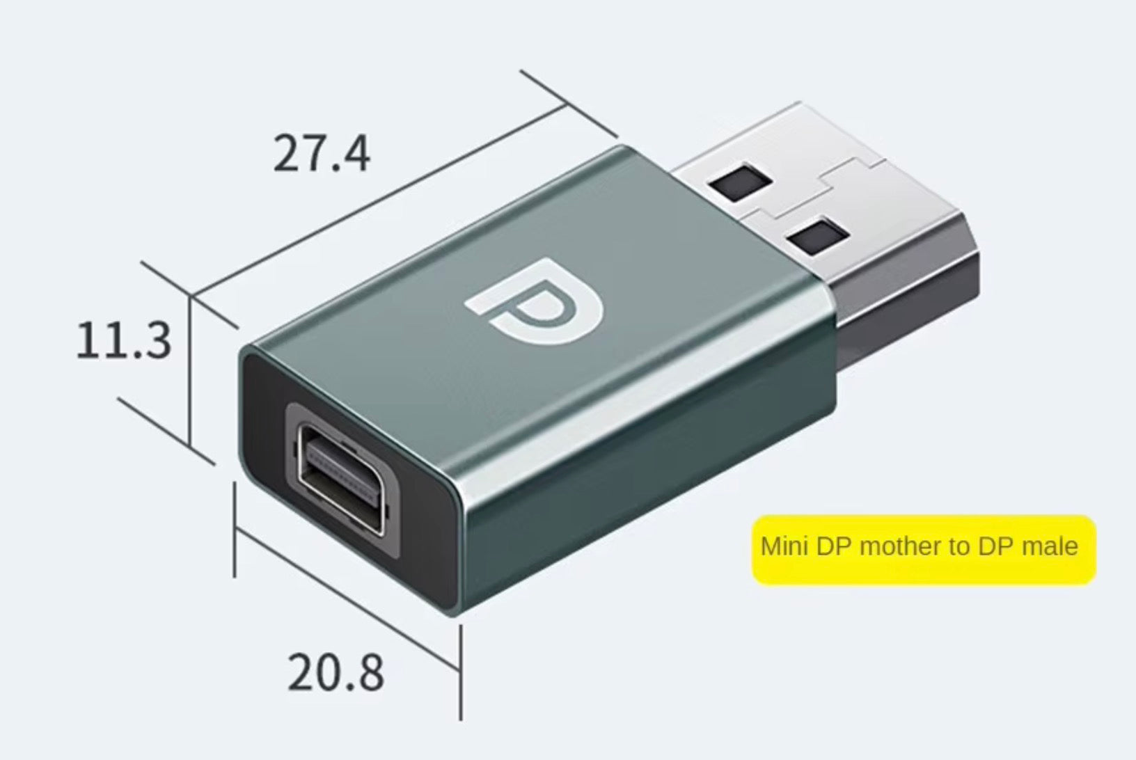 DisplayPort 1.4 Male to Mini DisplayPort Female 4K Video Adapter Connector