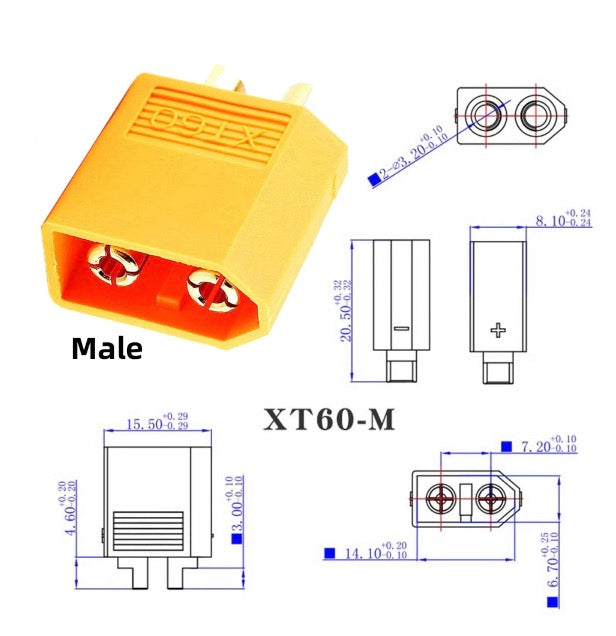 XT60 Male SC100 Protocol to DC 5.5x2.1mm Male Fast Charging Angled Vertical Adapter