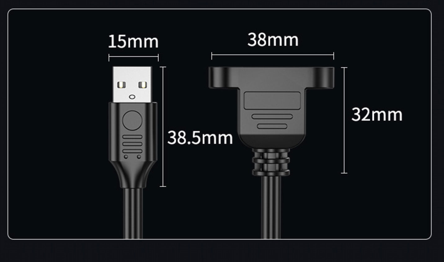 USB 2.0 Extension Cable, Type A Male to Female Panel Mount Cable