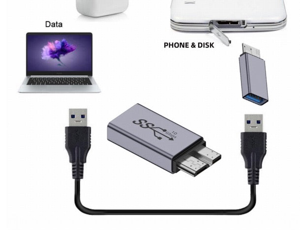 Micro B to USB 3.0 Female Data Charging Extension Adapter