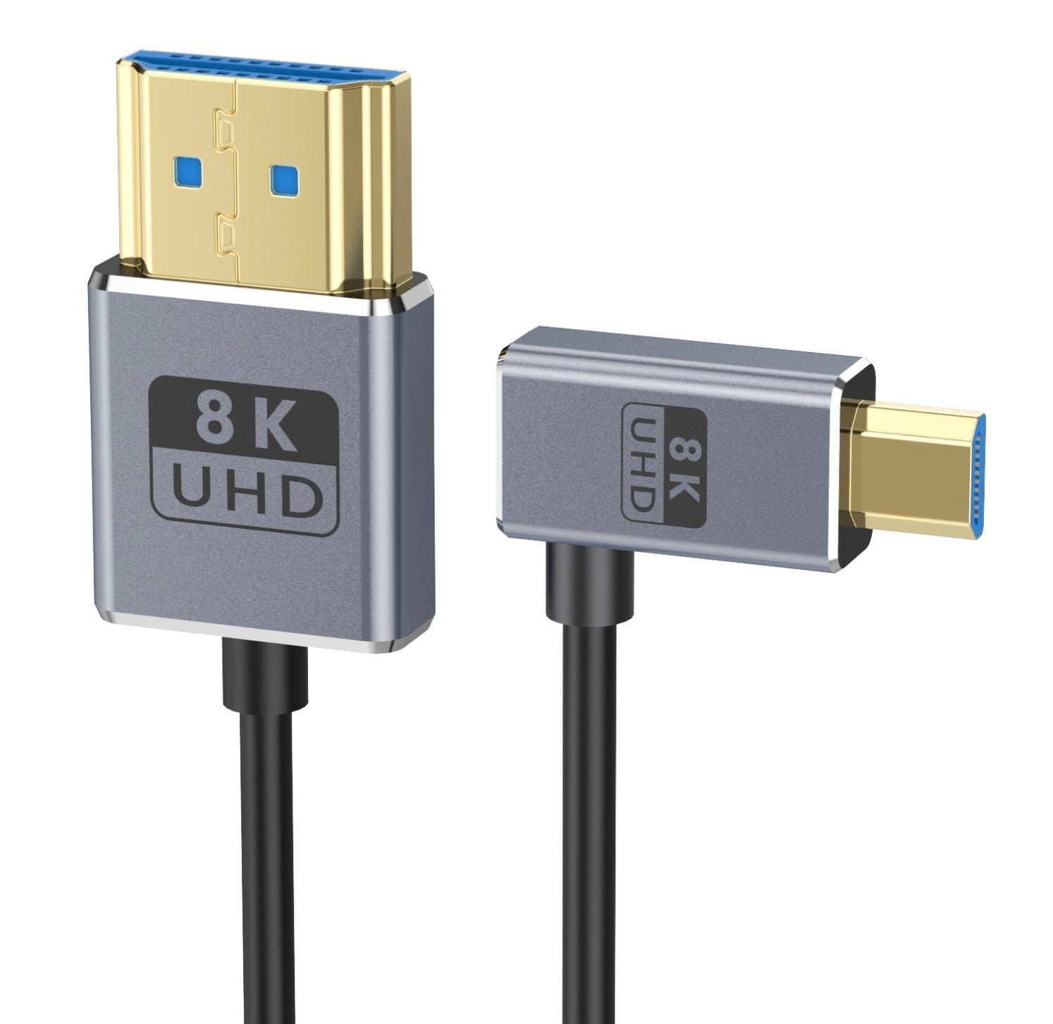 Micro HDMI to HDMI 2.1 Extreme Slim Coaxial Cable, Ultra High Speed 8K Audio Video Coiled Cable