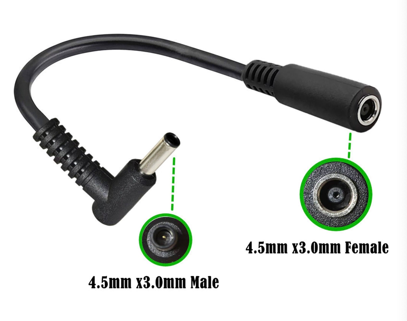 4.5mm x 3.0mm Elbow Male to 4.5mm x 3.0mm Female Adapter HP DC Power Extension Cable