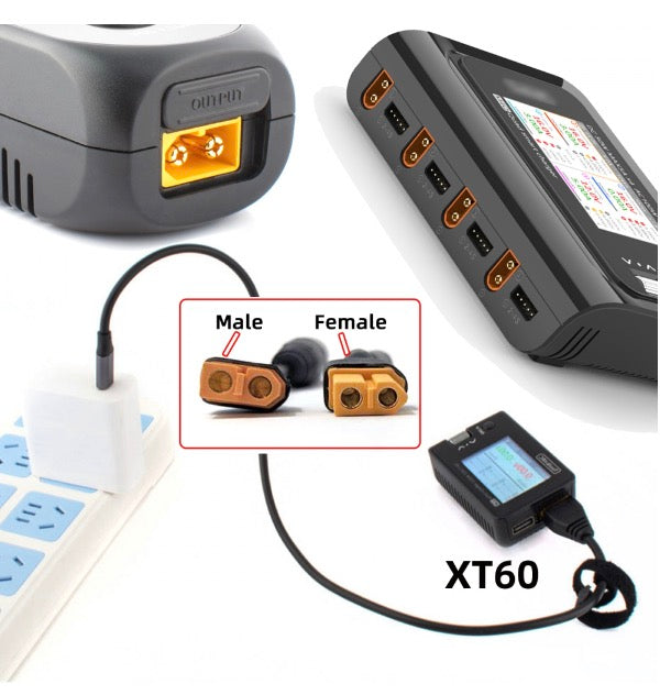 XT60 Female SC100 Protocol to DC 5.5x2.1mm Female Fast Charging Adapter