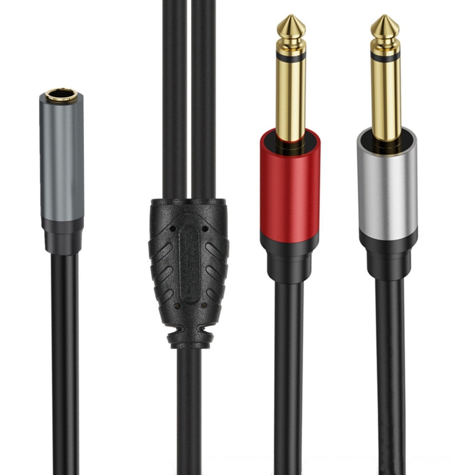 1/4" Stereo to Dual 1/4" Mono Insert Cable, 3.5mm Quarter inch Female TRS to Dual 1/4 Inch Male Y Audio Splitter