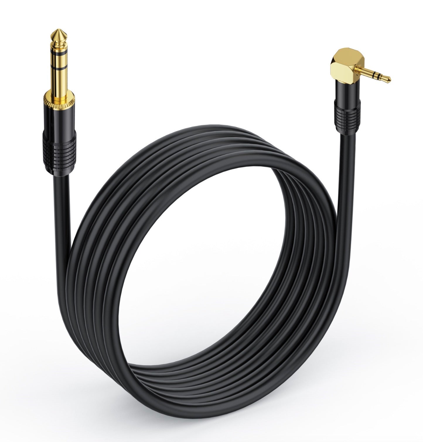 3.5mm to 6.35mm Stereo Audio Cable, 6.35mm 1/4" Male to 3.5mm 1/8" Male TRS Bidirectional Stereo Angled Cable