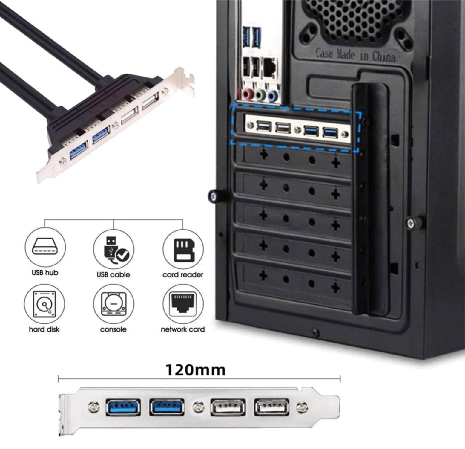 USB 3.0 Internal Female Mount Panel to 9pin 19pin 20pin Motherboard Baffle Cable with PCI Panel Mount