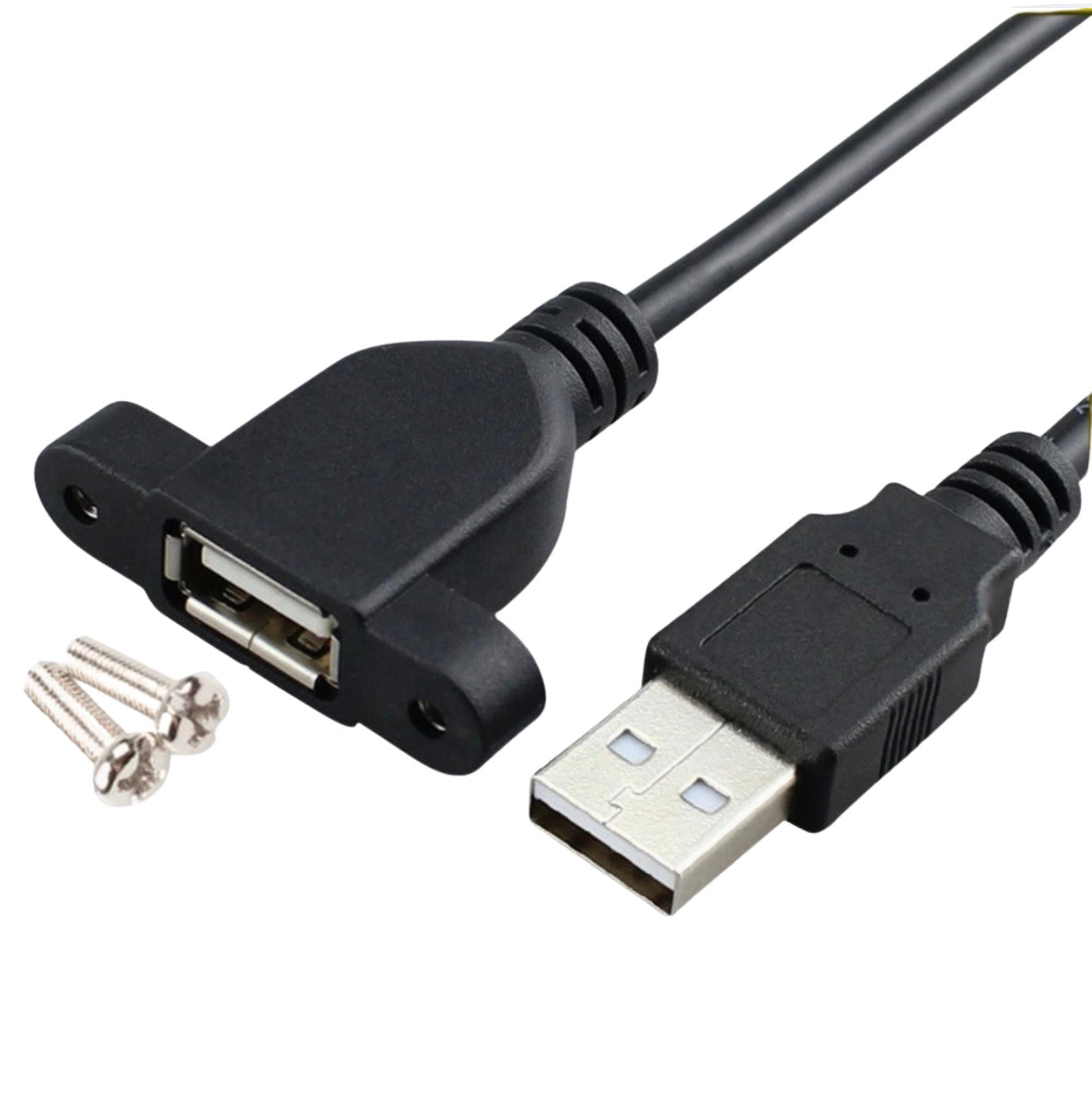 USB 2.0 A Extension Cable, Type A Male to Female Panel Mount Cable