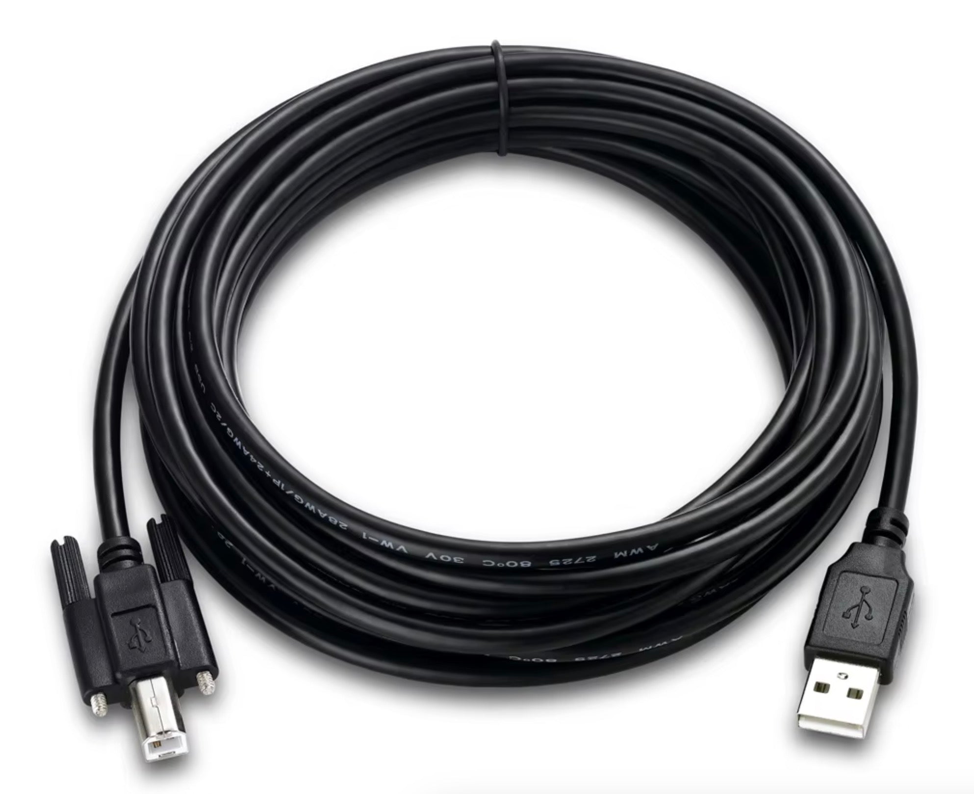 USB 2.0 Printer Cable, USB A Male to USB B Male Screw Panel Mount Cable