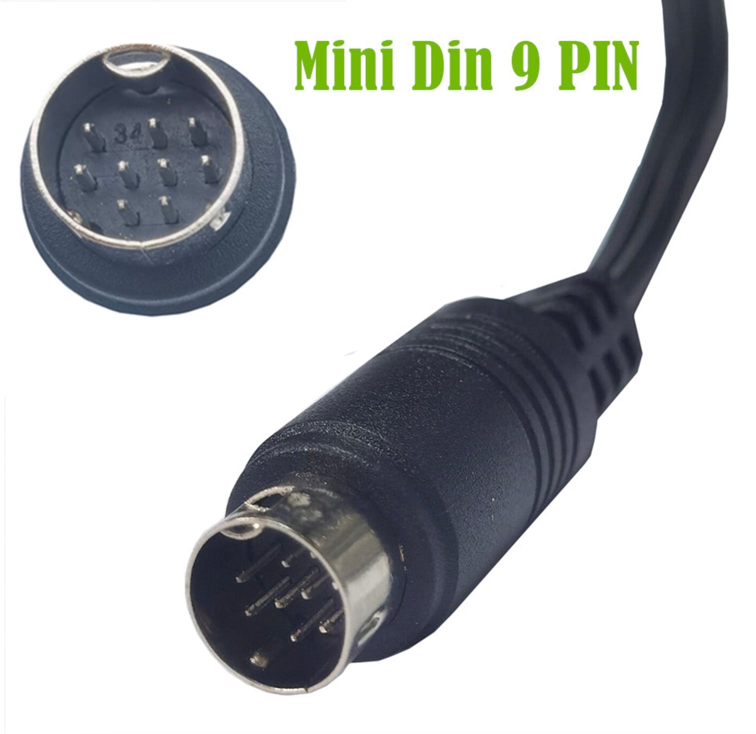 Mini DIN 9 Pin Male to 9 Pin Male S Video Cable For Media Center Receivers and Subwoofers