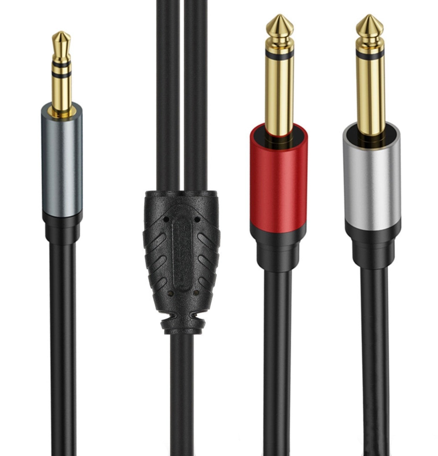 3.5mm to 6.35mm Cable, 3.5mm 1/8" TRS to Dual 6.35mm 1/4" TS Mono Y Splitter for Mixer, Amplifier