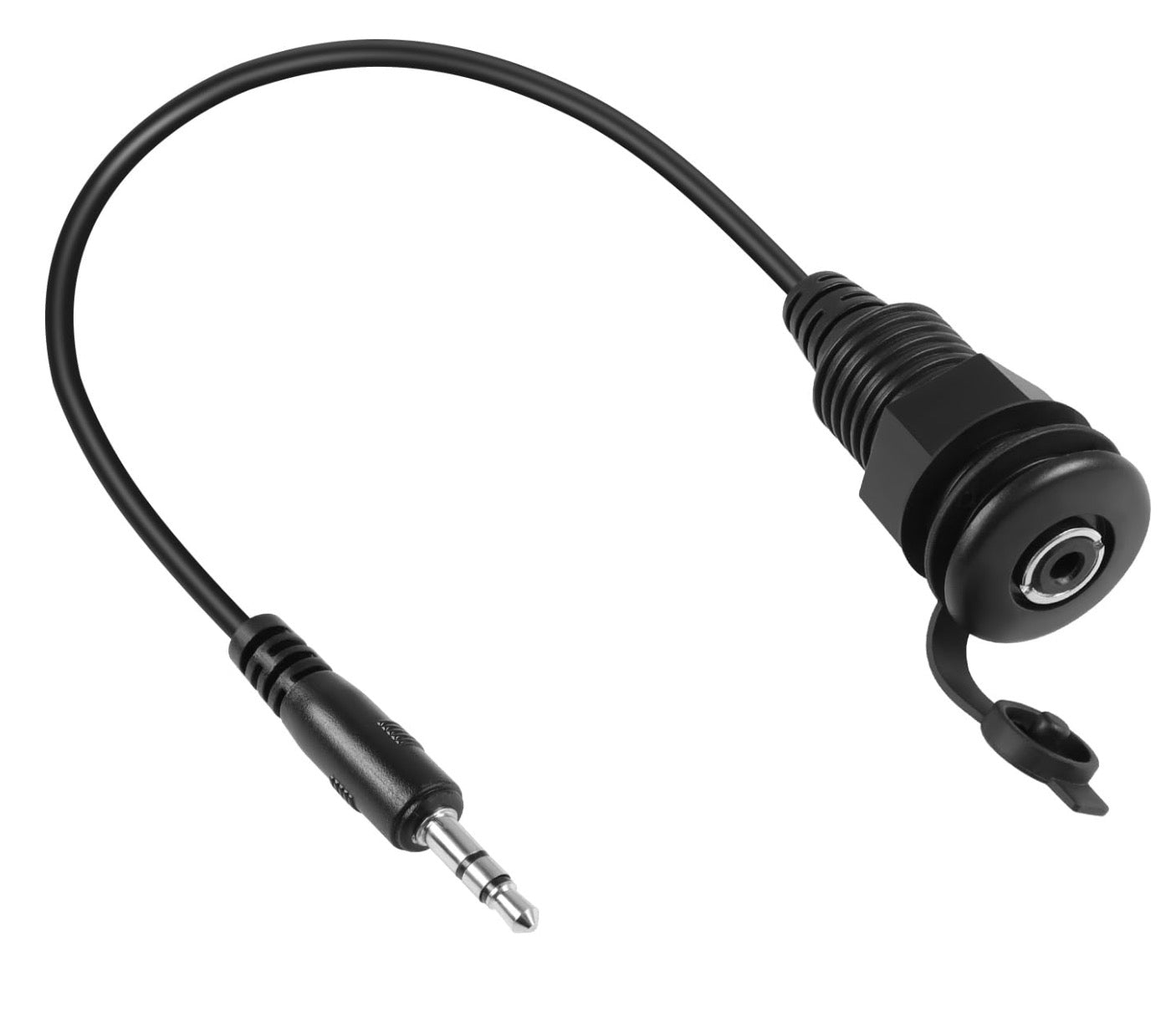 3.5mm TRS Threaded Fixed Waterproof Cable, 1/8 Male to Female Embedded Mount Stereo Headphone Mount Cable