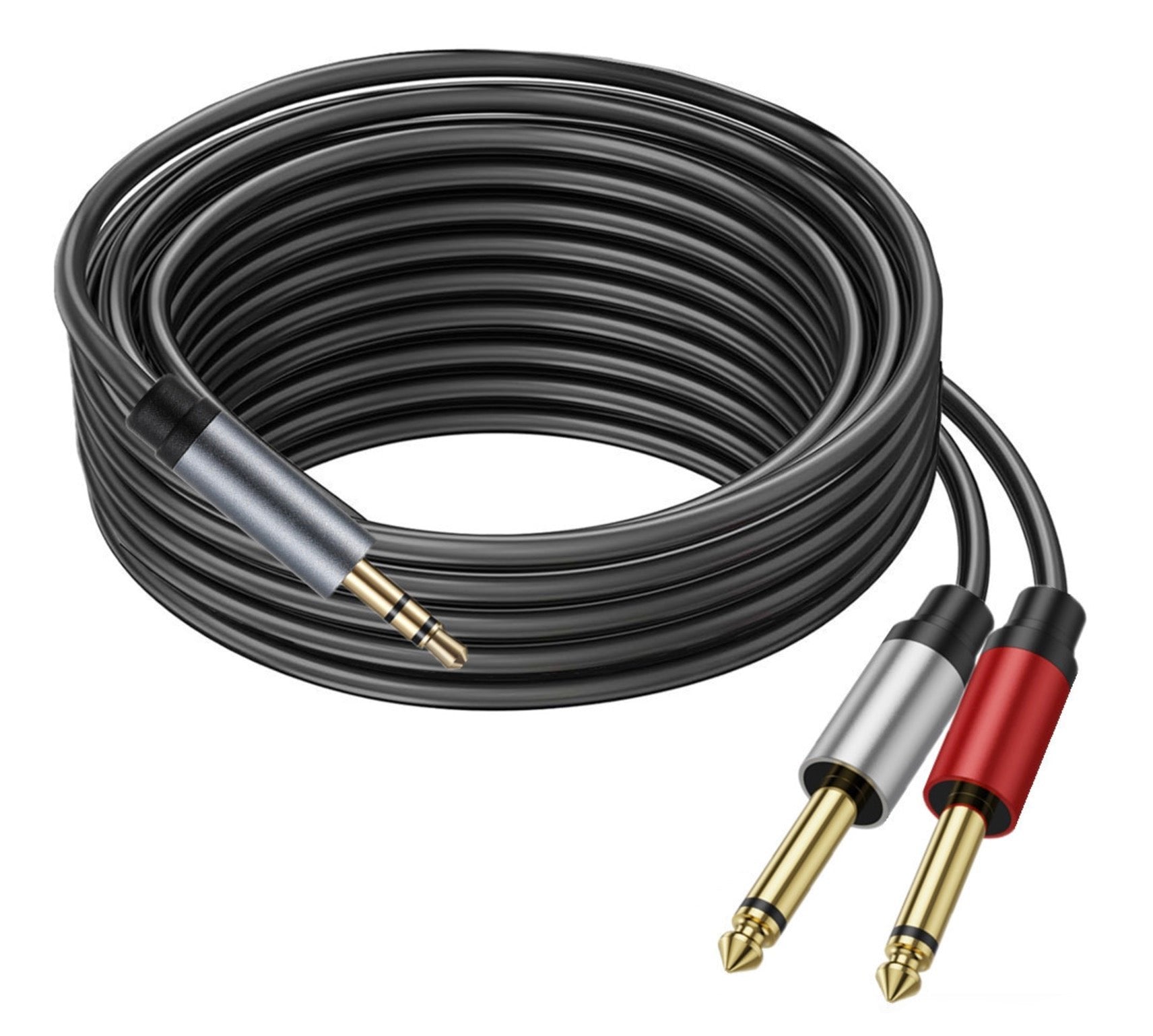 3.5mm to 6.35mm Cable, 3.5mm 1/8" TRS to Dual 6.35mm 1/4" TS Mono Y Splitter for Mixer, Amplifier