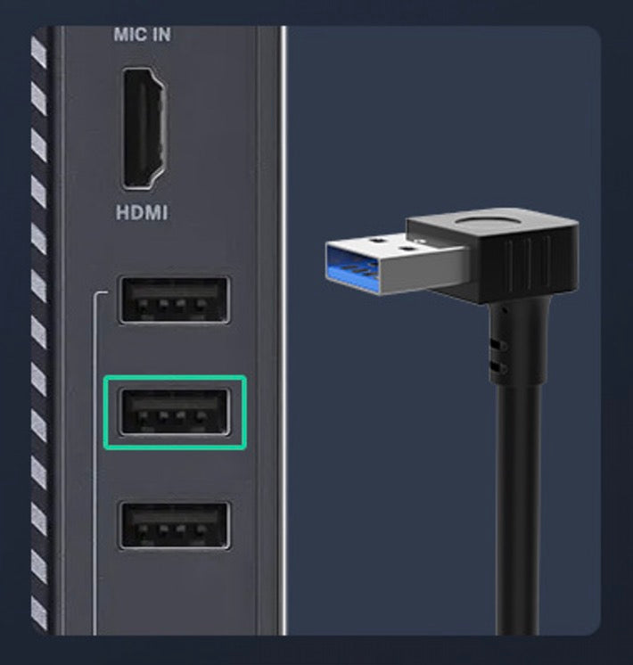 USB 3.0 Cable, A Male to A Female Panel Mount Extension Connector | Down Angle