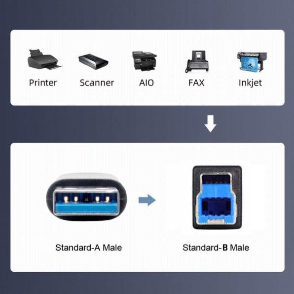 USB 3.0 Type A Male to USB 3.0 Type B Male Printer Coiled Cable