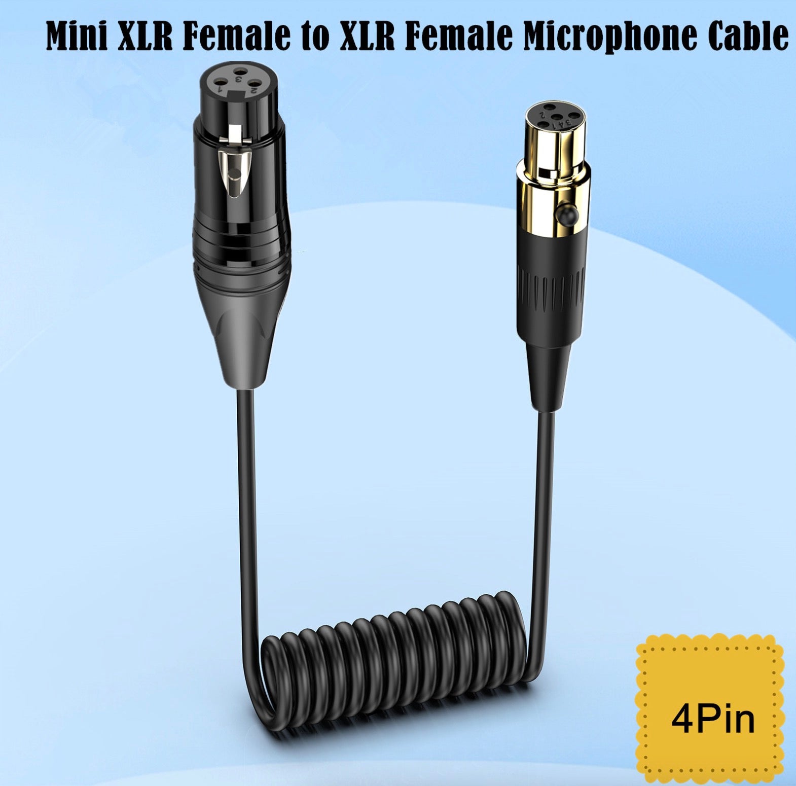 XLR to Mini XLR Microphone Cable, 3Pin XLR Female to 4Pin Mini XLR Female Extension Adapter