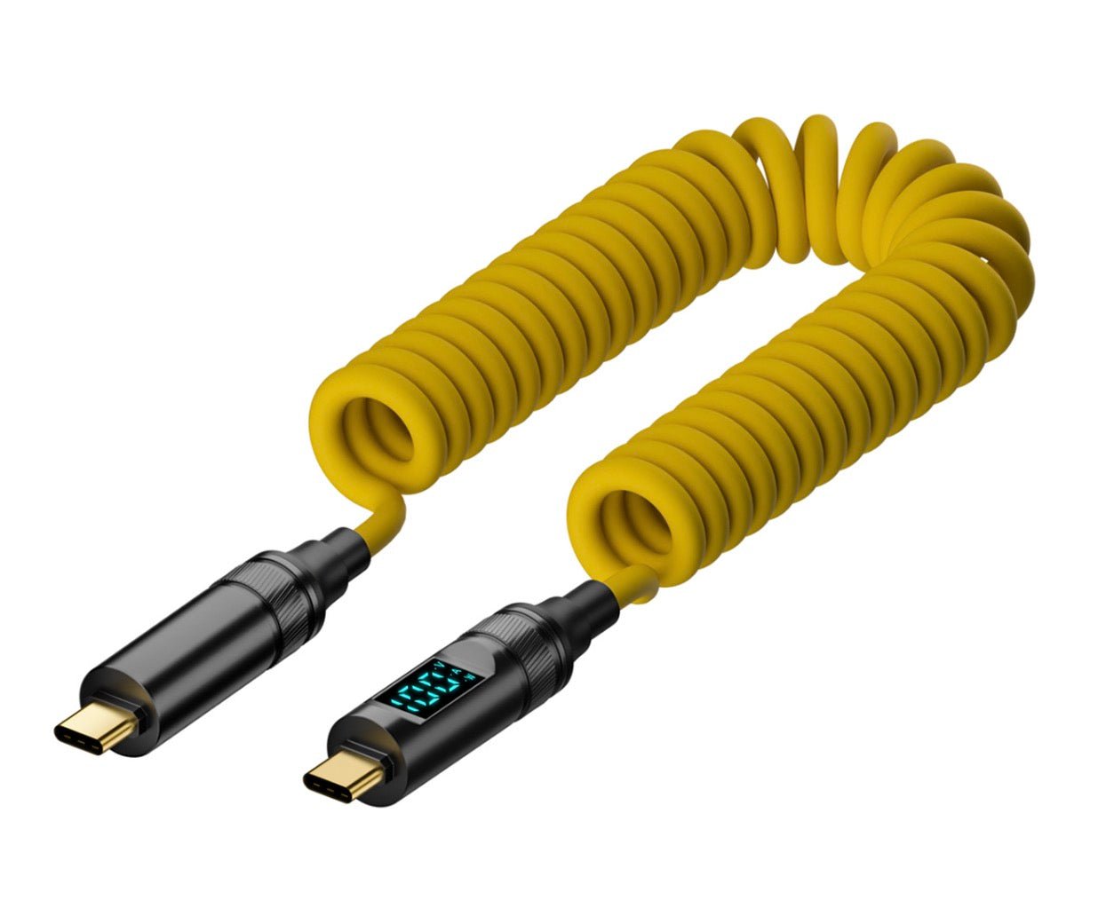 USB C 100W PD Coiled Cable, Male to Male OTG Data Charging Connector | 8K@60Hz 20Gbps