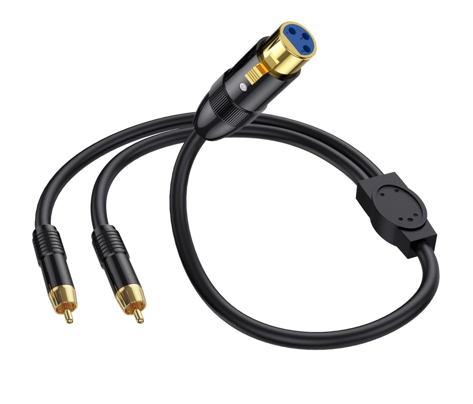 XLR to 2 x Phono RCA Y Splitter Patch Cable, XLR 3Pin Female to Dual RCA Male Plug Stereo Audio Extension Cable