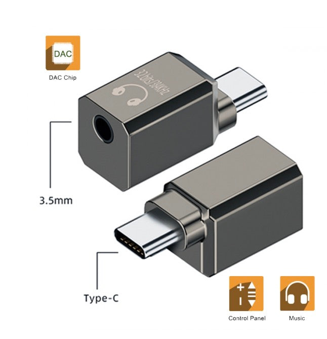 USB C Audio Adapter, Type-C Male to 3.5mm Female Stereo Jack HiFi Connector