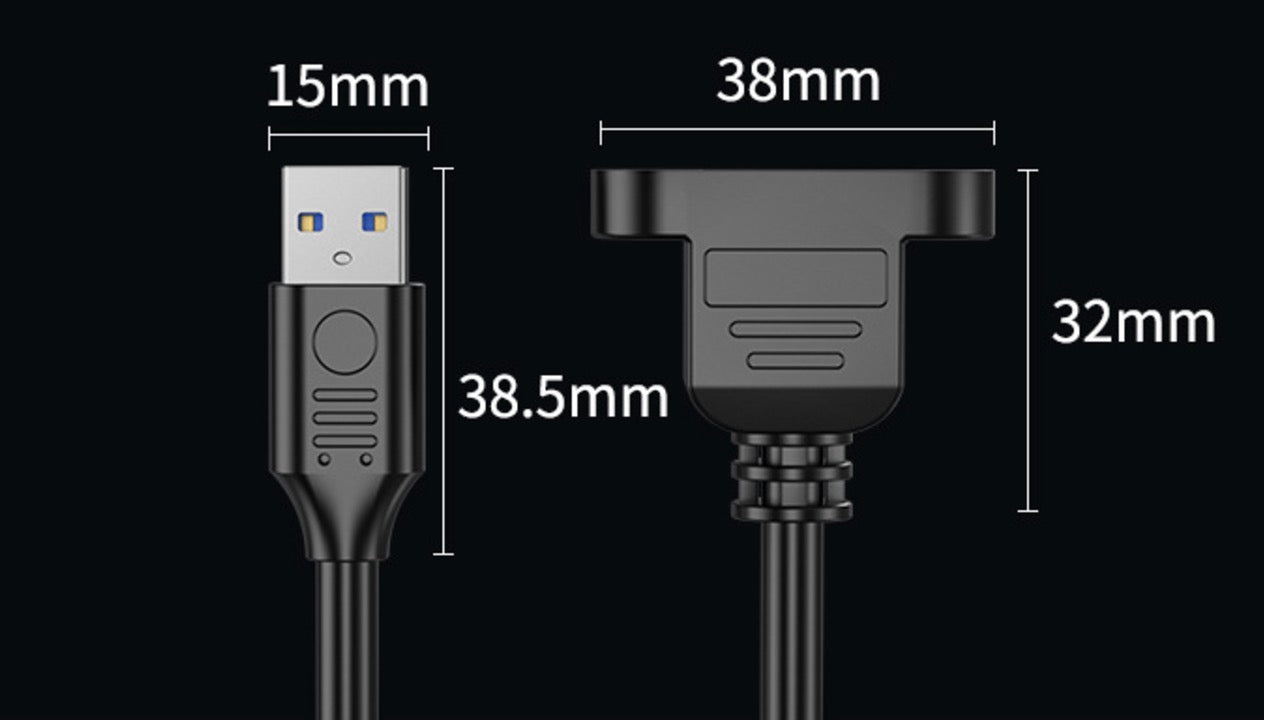 USB 3.0 Cable, A Male to A Female Panel Mount Extension Connector