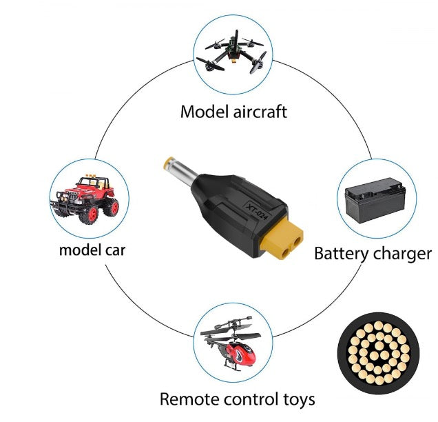 XT60 Female SC100 Protocol to DC 5.5x2.5mm Male Fast Charging Adapter