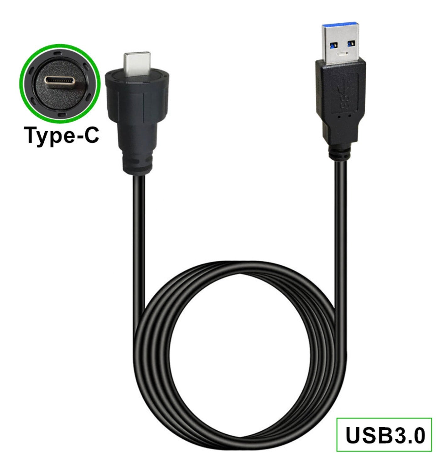 USB 3.0 A Male to USB C Waterproof Cable