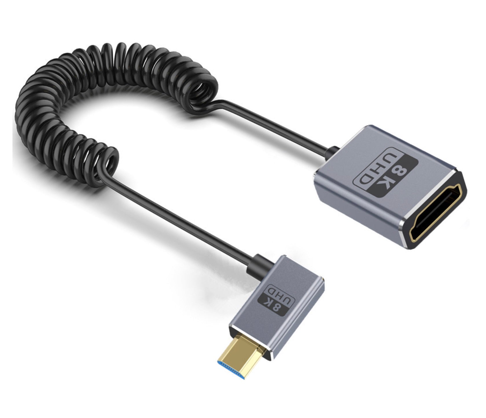 Ultra Thin 8K Micro HDMI Extension Cable, Micro HDMI Male to HDMI Female High Speed Coiled Cable | 8K@60Hz