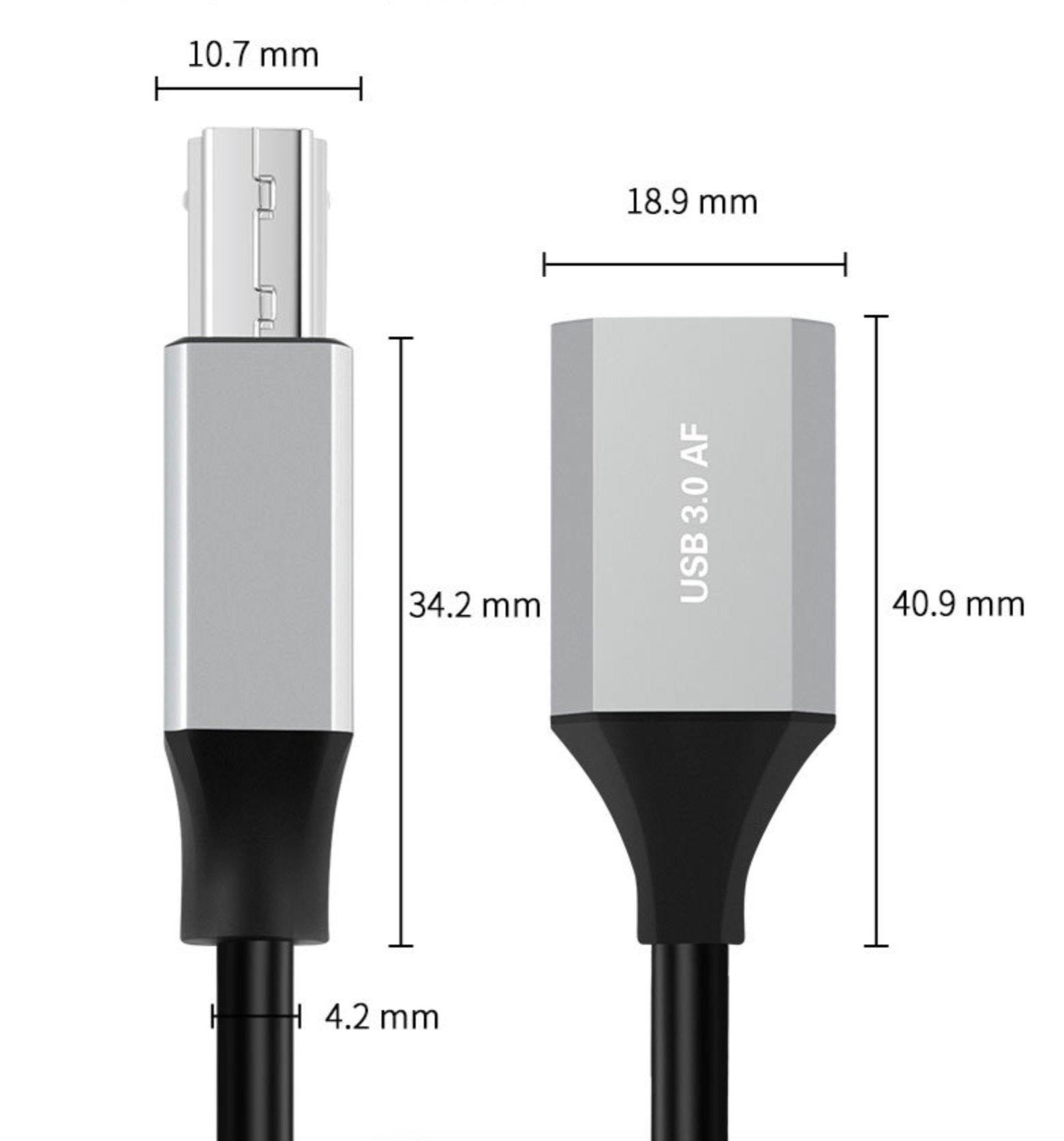 USB 3.0 Type A Female to Type B Male Data Charging Extension Cable