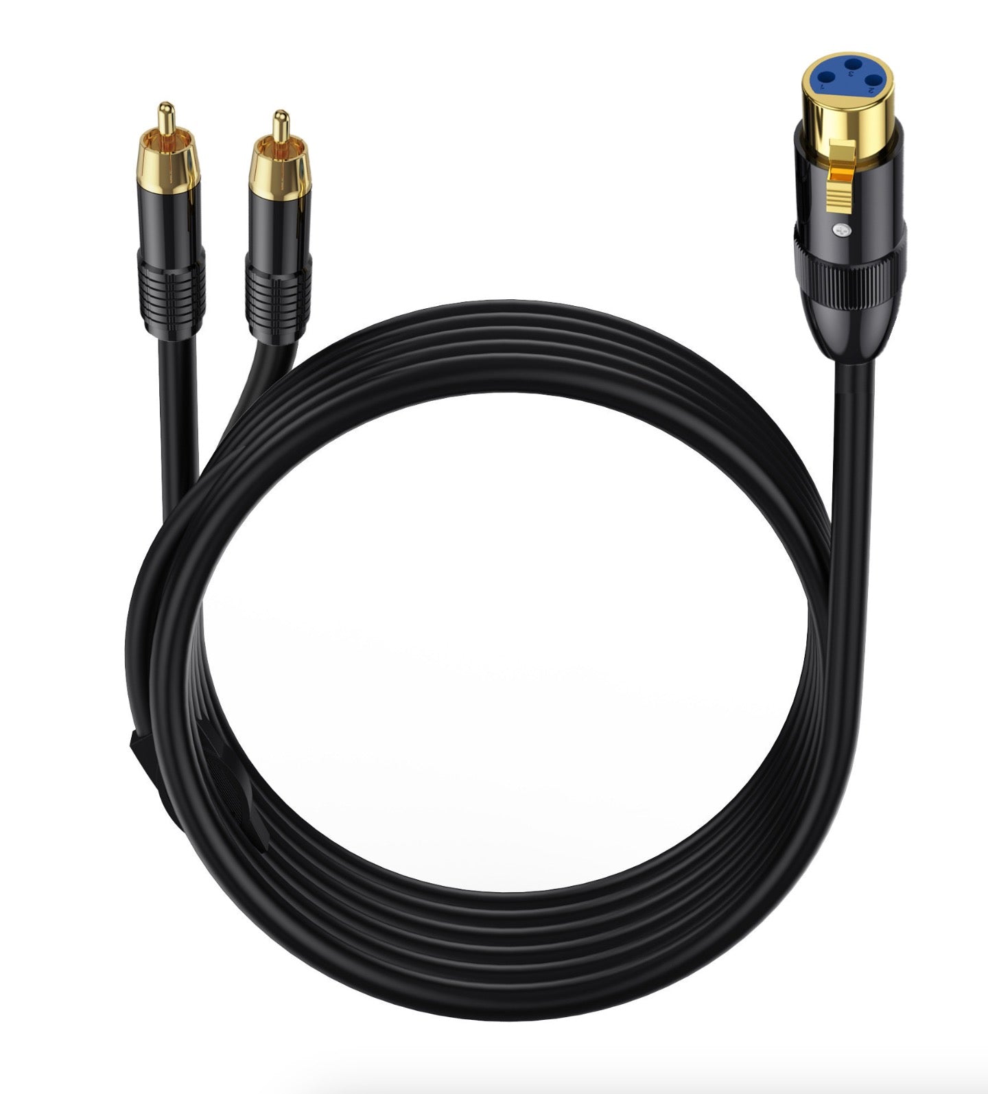 XLR to 2 x Phono RCA Y Splitter Patch Cable, XLR 3Pin Female to Dual RCA Male Plug Stereo Audio Extension Cable