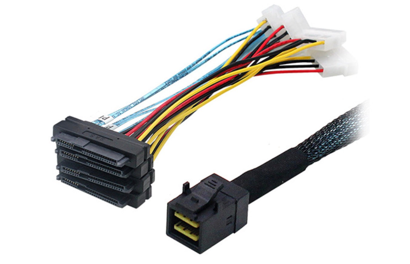 SFF-8643 Internal Mini SAS HD to 4 x 29pin SFF-8482 Power Port 12GB/S Cable