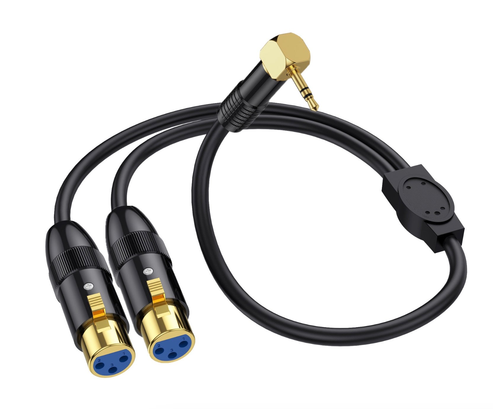 3.5mm TRS 1/8 Inch Angled Male to 2 x XLR Female Unbalanced Interconnection Microphone Cable Y Audio Splitter