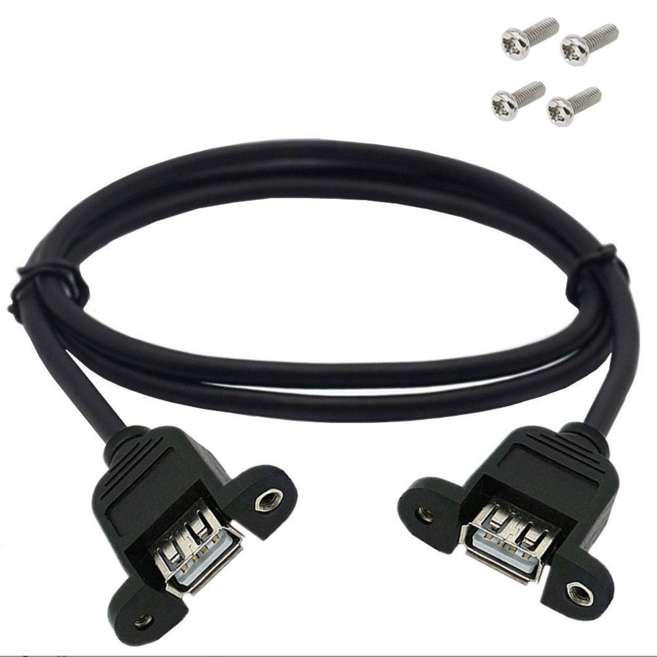 USB 2.0 Type A Female to USB 2.0 A Female Panel Mount Extension Cable