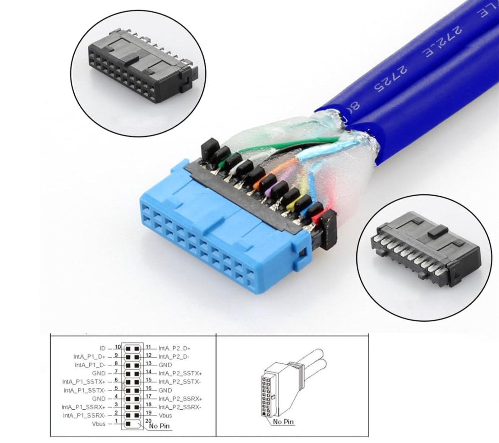 USB 3.0 Internal 4 Ports Female to 20 Pin Motherboard Baffle Cable with PCI Panel Mount