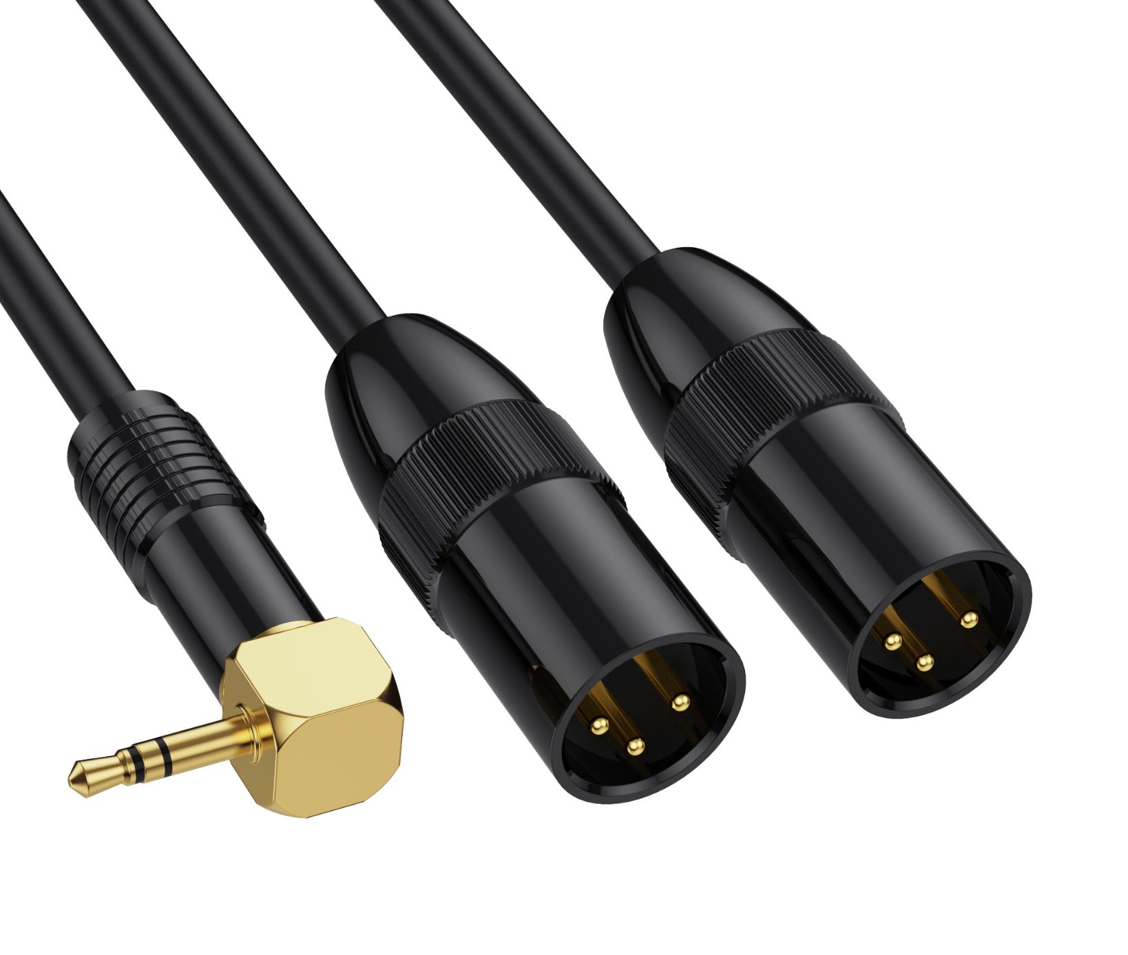 3.5mm to 2 XLR Y Splitter, TRS Angled Male to Dual XLR Male Interconnect Audio Microphone Cable