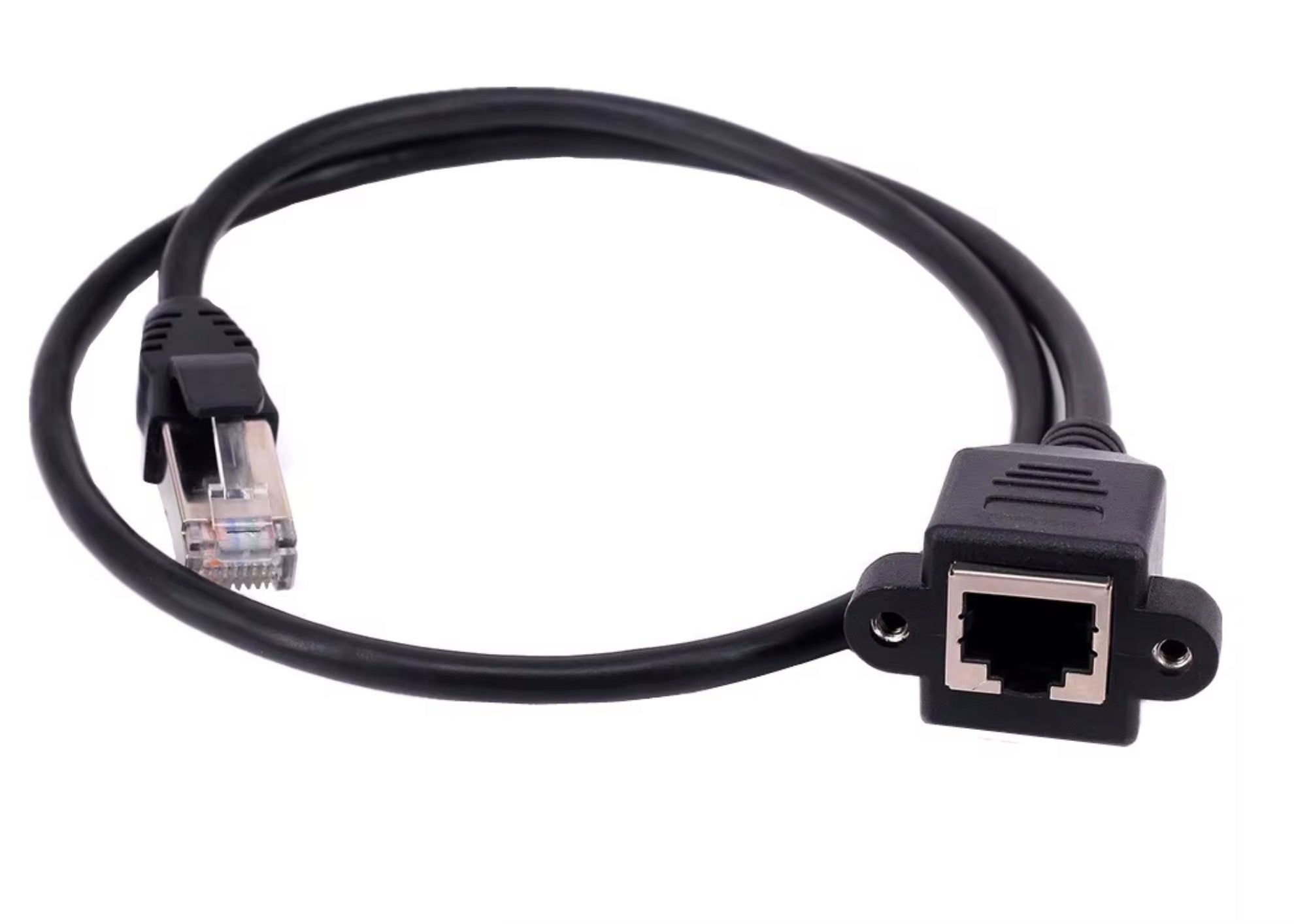 Cat 6 Panel Mount Cable - RJ45 Male to RJ45 Female Shielded Ethernet Network Connector