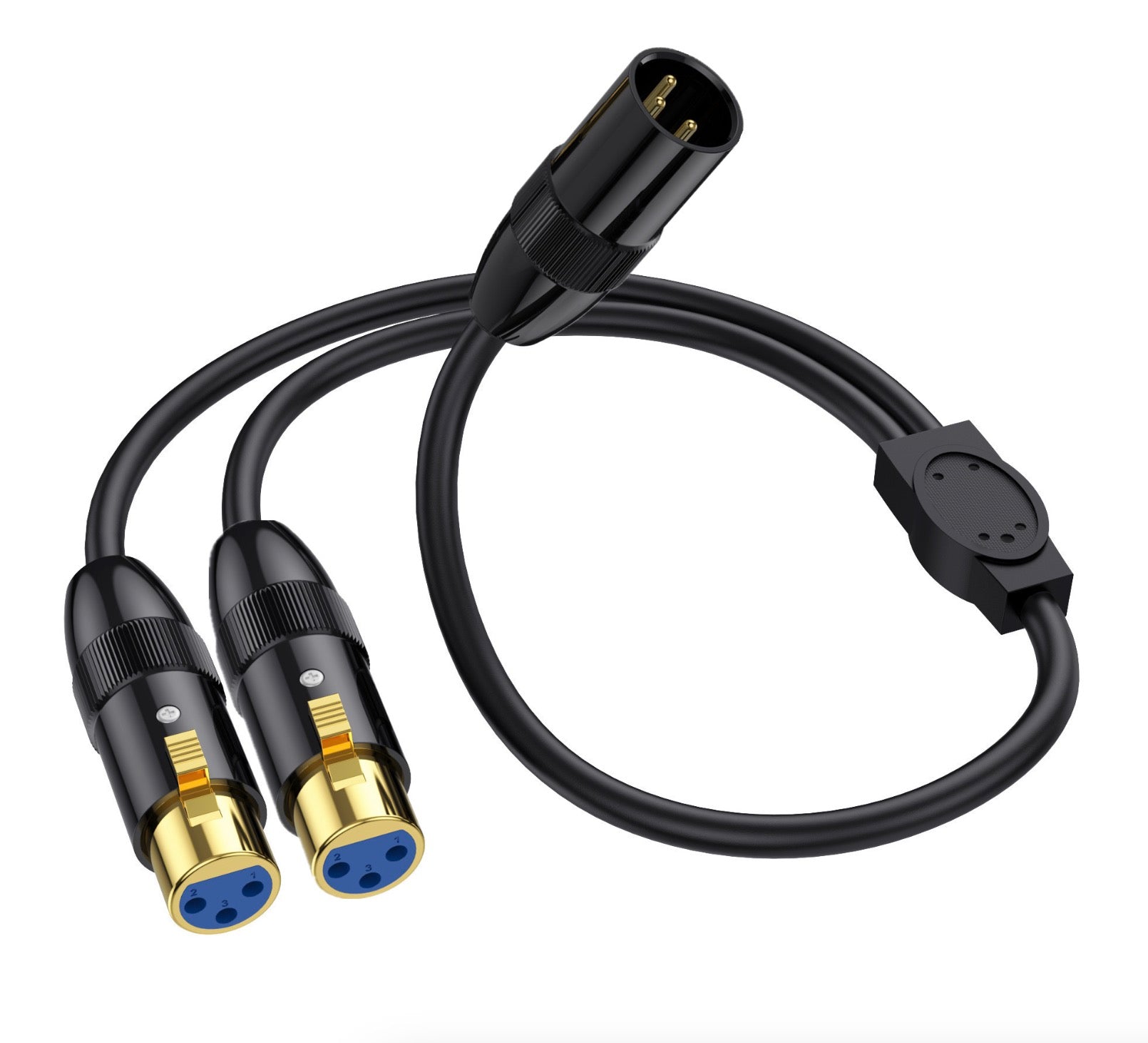 XLR 3Pin Y Splitter | XLR Male to Dual XLR Female Cable Balanced Microphone Audio Connector