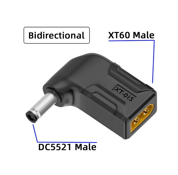 XT60 Male SC100 Protocol to DC 5.5x2.1mm Male Fast Charging Angled Horizontal Adapter