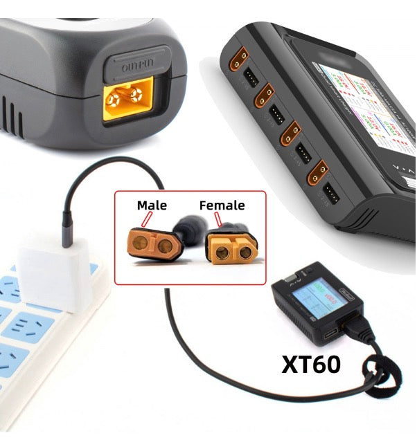 XT60 Female SC100 Protocol to Type-C Female Fast Charging Adapter