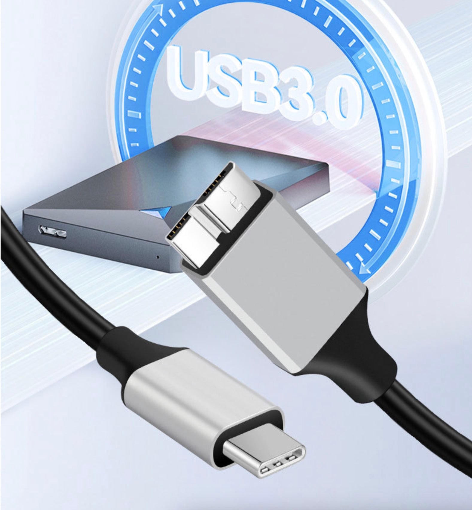 USB C Male to Micro B Male Hard Drive Data Cable