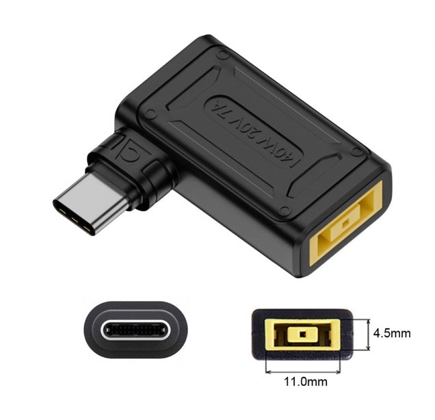 Rectangle Jack Thinkpad X1 Input to USB C Male PD Power Plug Charging Adapter 140W